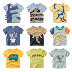 Cartoon Print Baby Boys Dinosaur T Shirt For Summer Infant Kids Boys Girls Lion T-Shirts Clothes Cotton Toddler Letter Tops